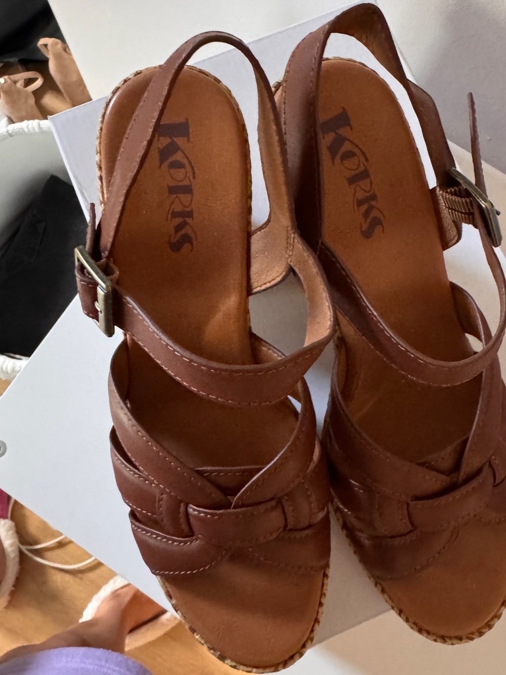 Kork-Ease Brown Woven Platform Sandals - Picture 5 of 6